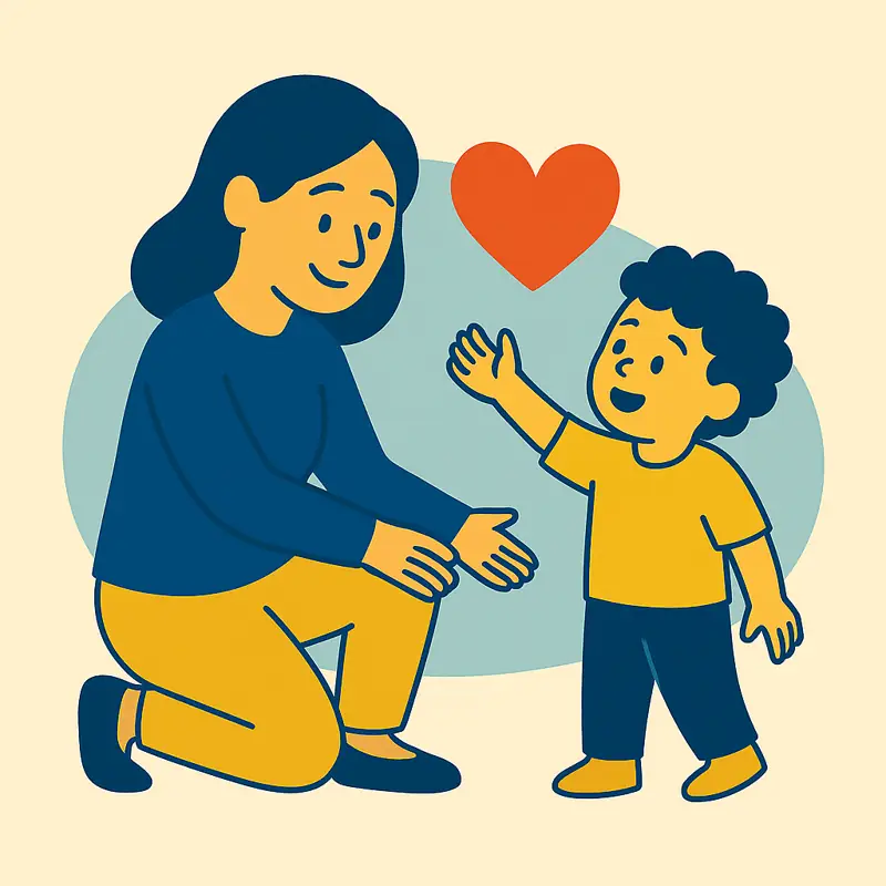 Child reaching for offered heart – early need for belonging.