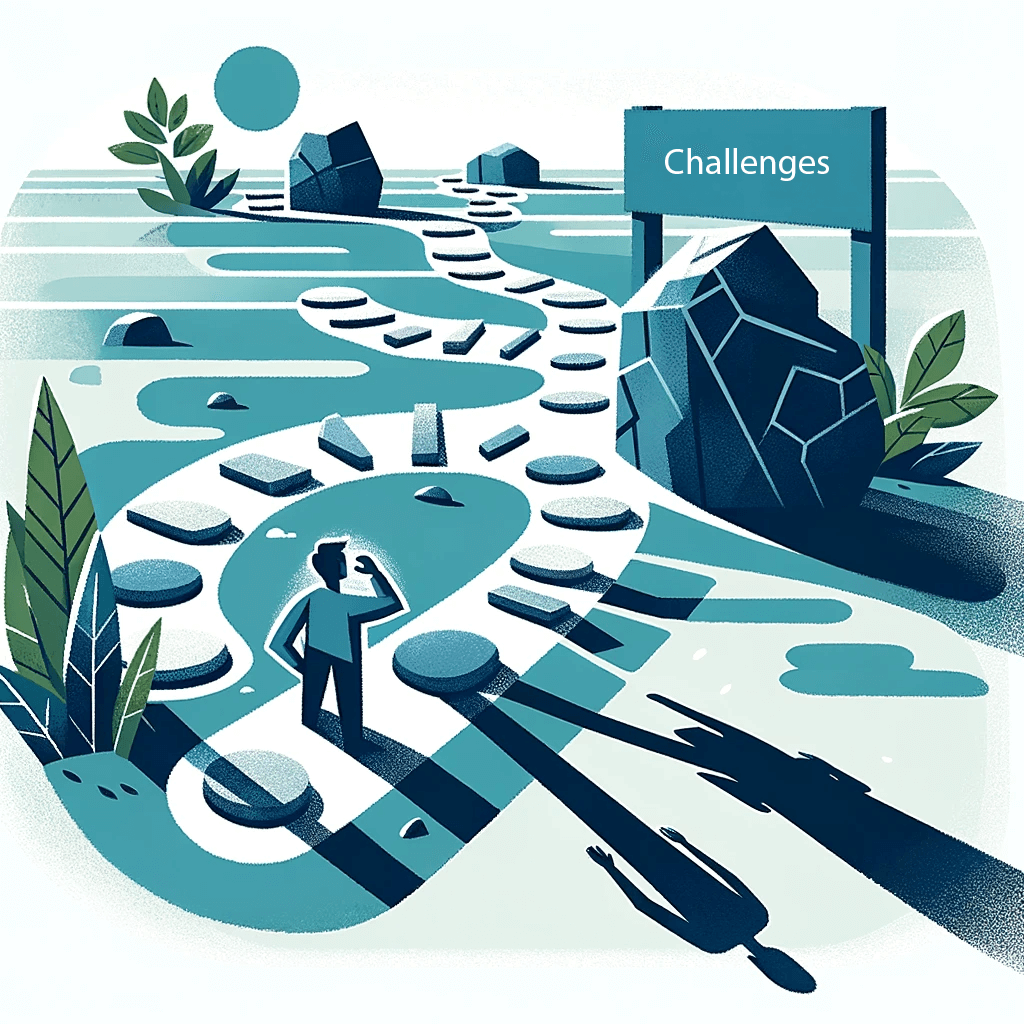 person standing in front of a metaphorical path with small stepping stones, symbolising the journey of mindful resolutions including obstacles