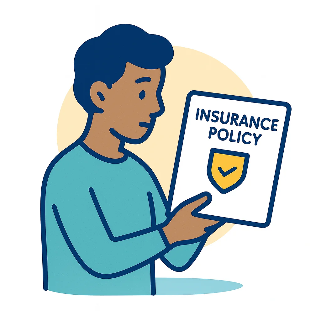 Insurance policy documents and healthcare cards showing mental health coverage benefits and therapy allowances