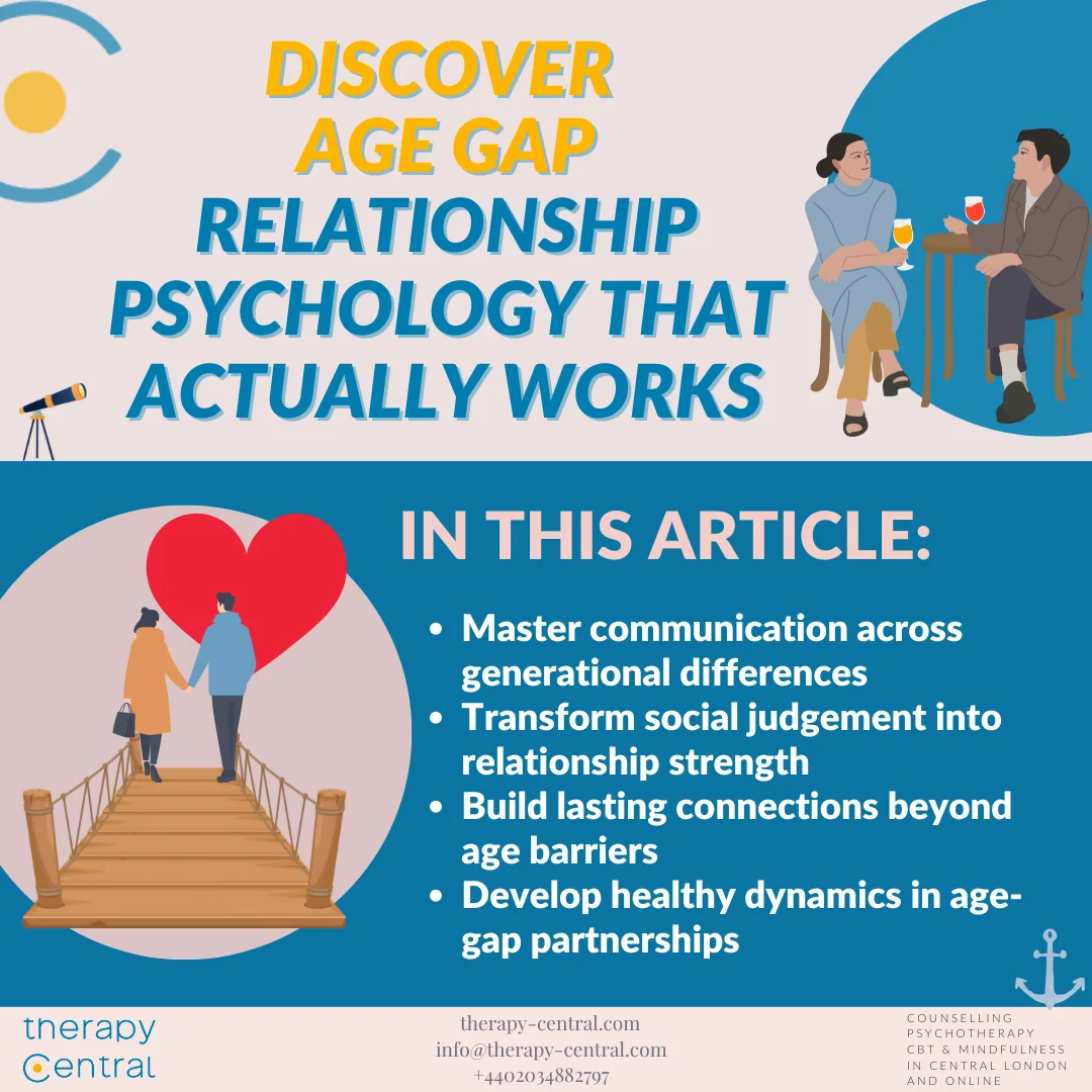 Featured image for Therapy Central article on age differences in romantic relationships covering attraction psychology and relationship dynamics