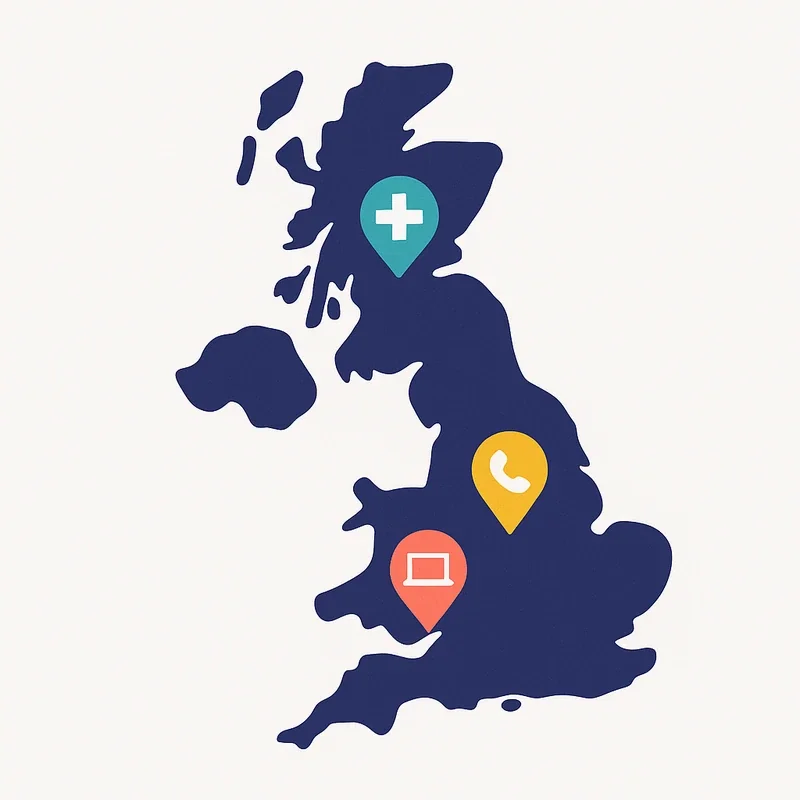 Map showing UK mental health support resources