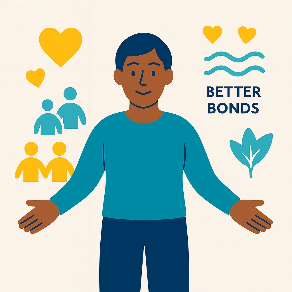 Illustration showing person with improved wellbeing through healthy boundaries