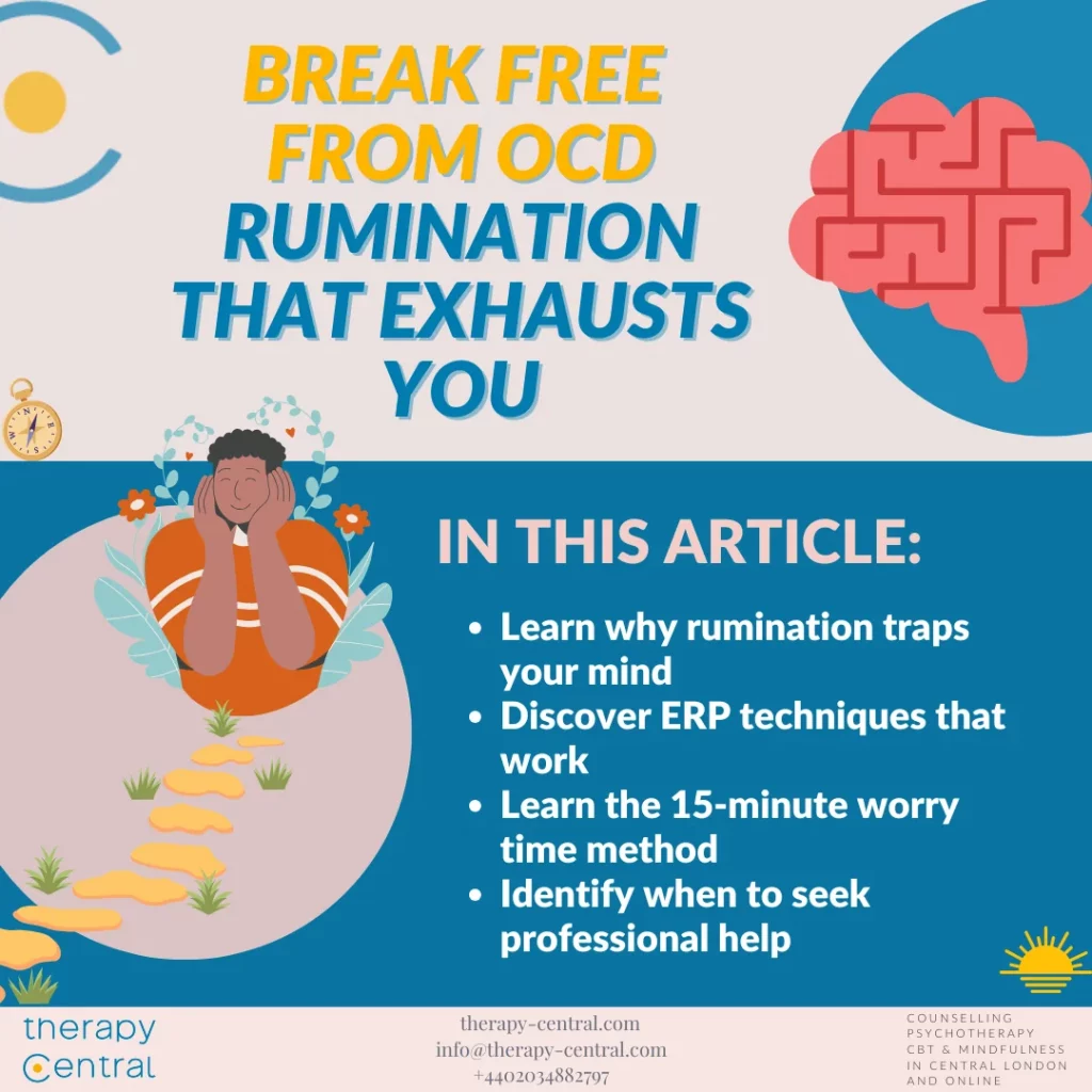 Person breaking free from OCD rumination cycles with professional therapy support