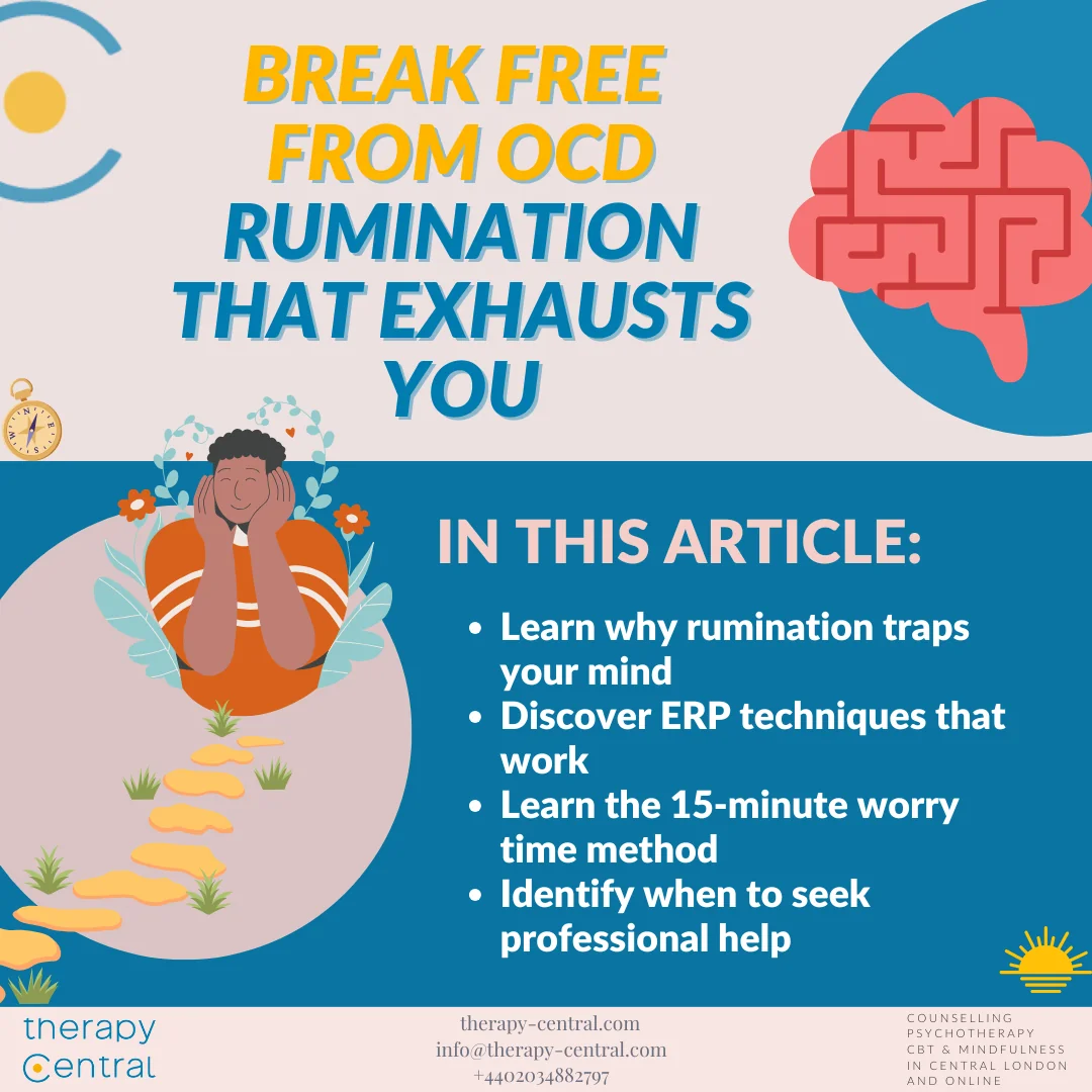 Person breaking free from OCD rumination cycles with professional therapy support