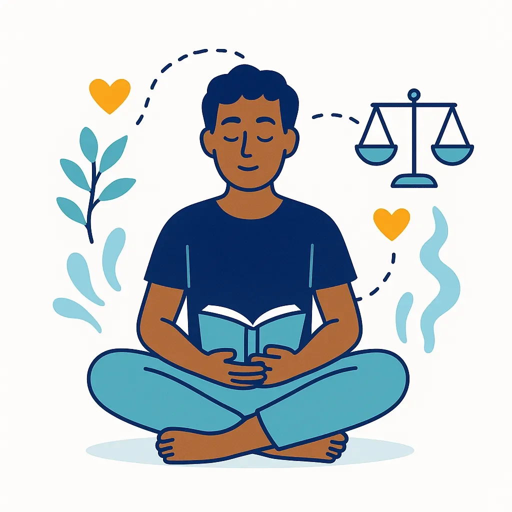 Person engaging in self-care activities while maintaining connection to their support role