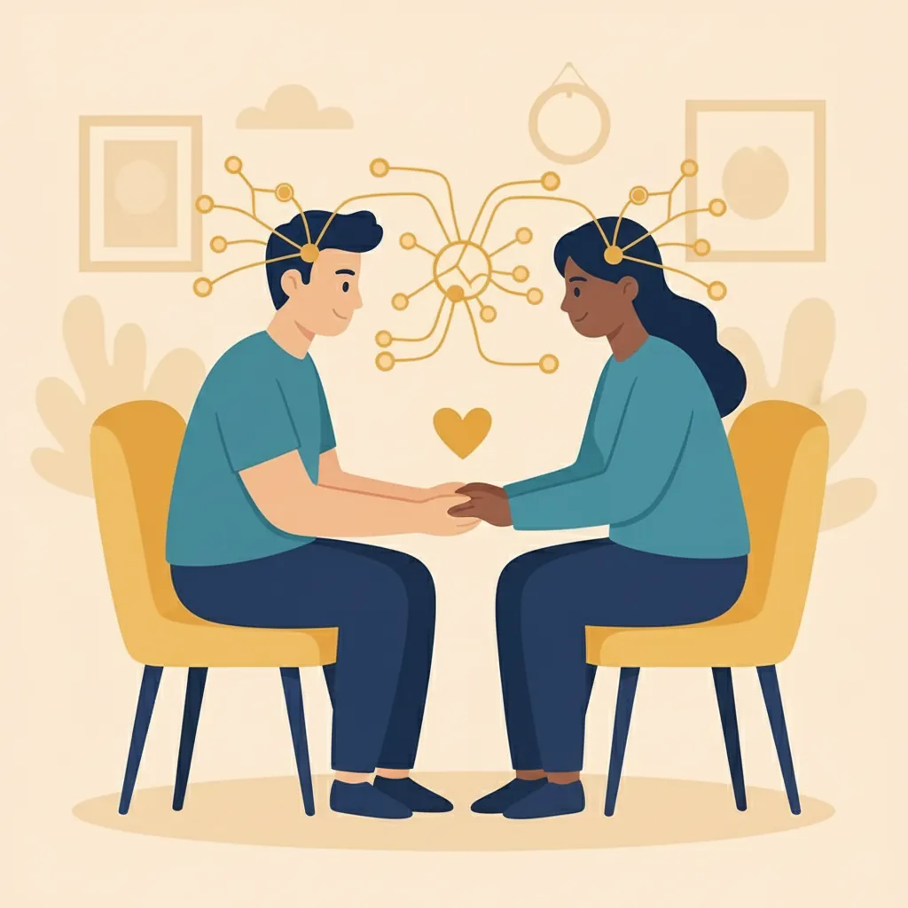 Missing Ex Breakup Science Image 01 Illustration of attachment bond formation between romantic partners showing neural pathway connections