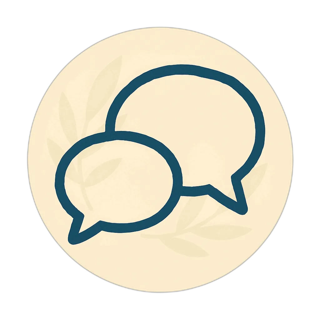 Counselling icon showing two figures in supportive dialogue