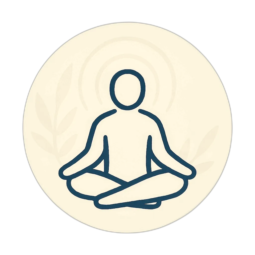 Mindfulness icon showing a figure in meditation pose
