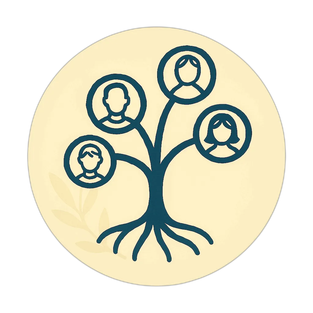 Systemic therapy icon showing interconnected family or group figures
