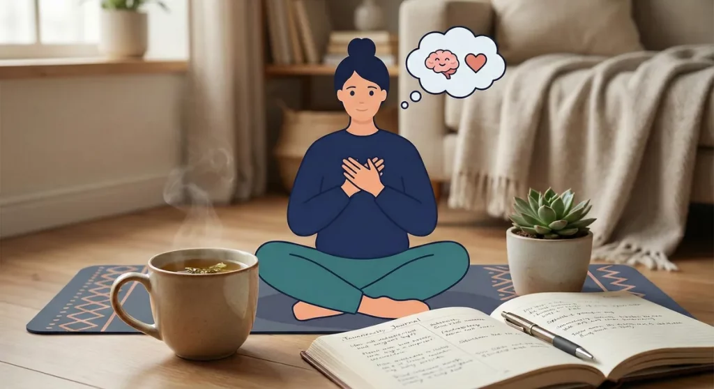 Supportive illustration of self-compassion practice for reducing deflecting and building accountability