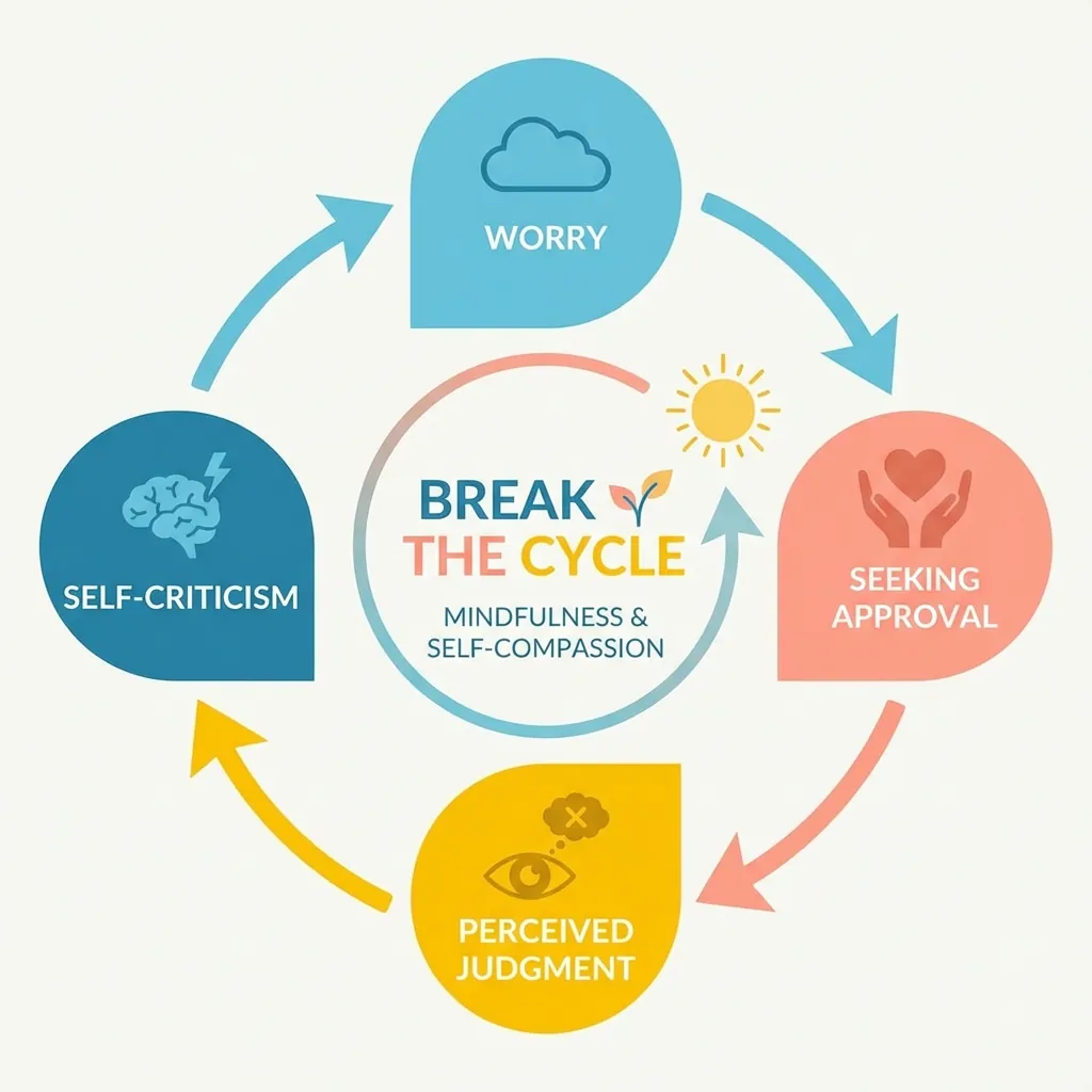 How To Not Care What People Think Psychology Guide Image 03 Diagram showing the anxiety cycle of caring too much about others' opinions