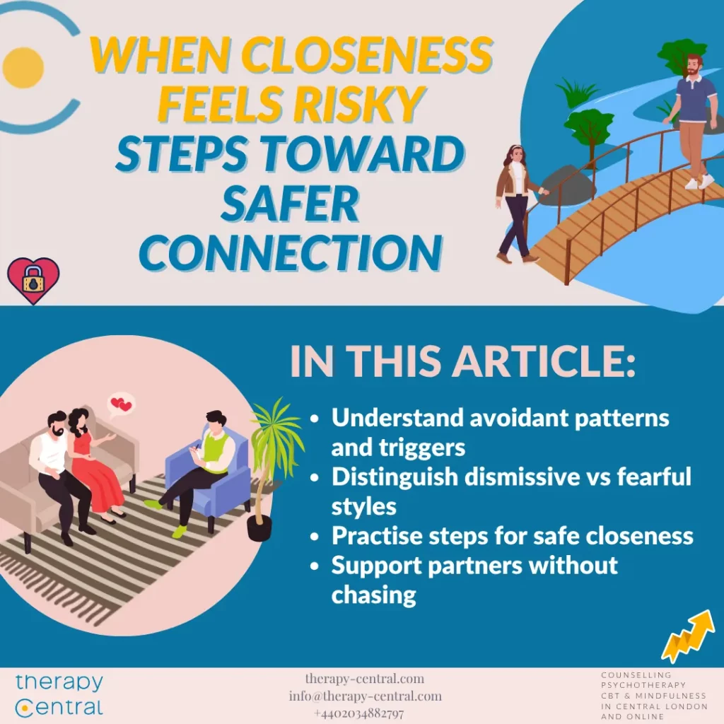 Stylised figures bridging a small gap to represent safe closeness and emotional distance easing.