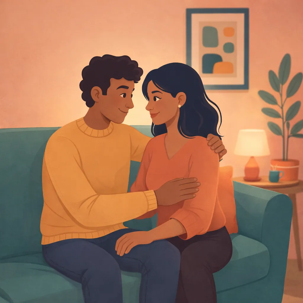 Positive Reinforcement Definition Examples Image 08 Illustration of partner expressing appreciation in relationship, showing positive reinforcement for emotional bonds