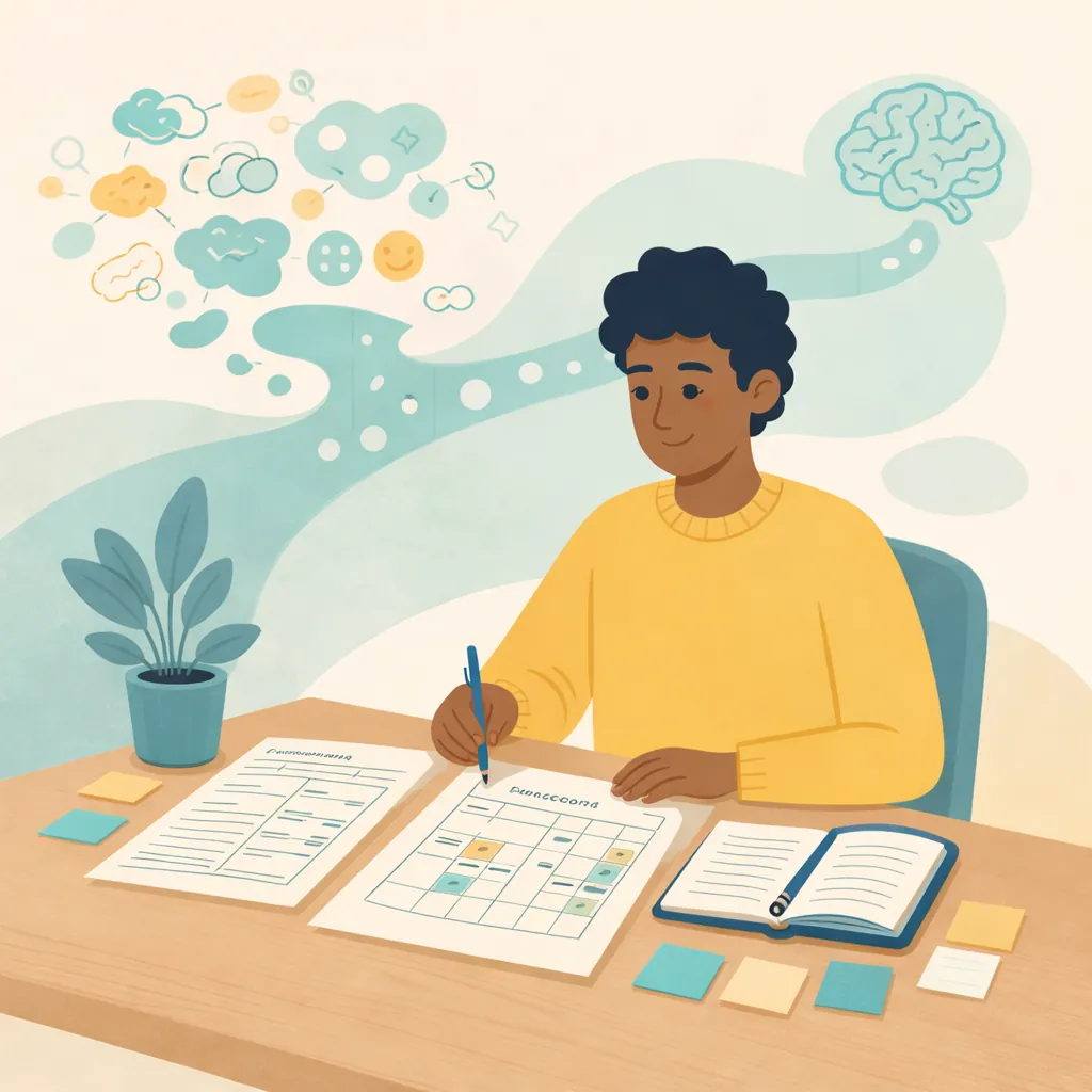 Types Therapy Depression Uk Guide Image 02 CBT therapy materials including thought record sheets and behavioural activation schedules for depression treatment