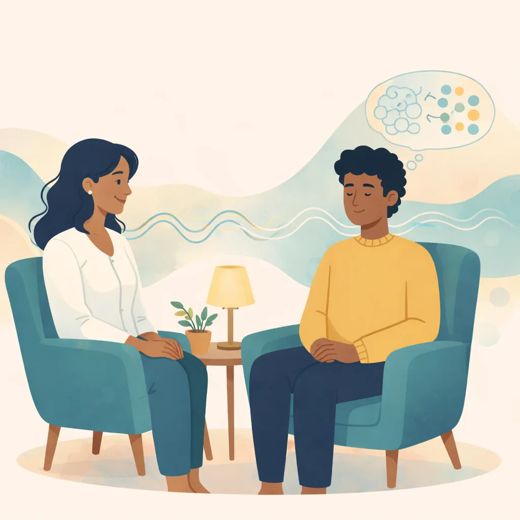 Types Therapy Depression Uk Guide Image 05 EMDR therapy session for trauma-informed depression treatment showing bilateral stimulation technique