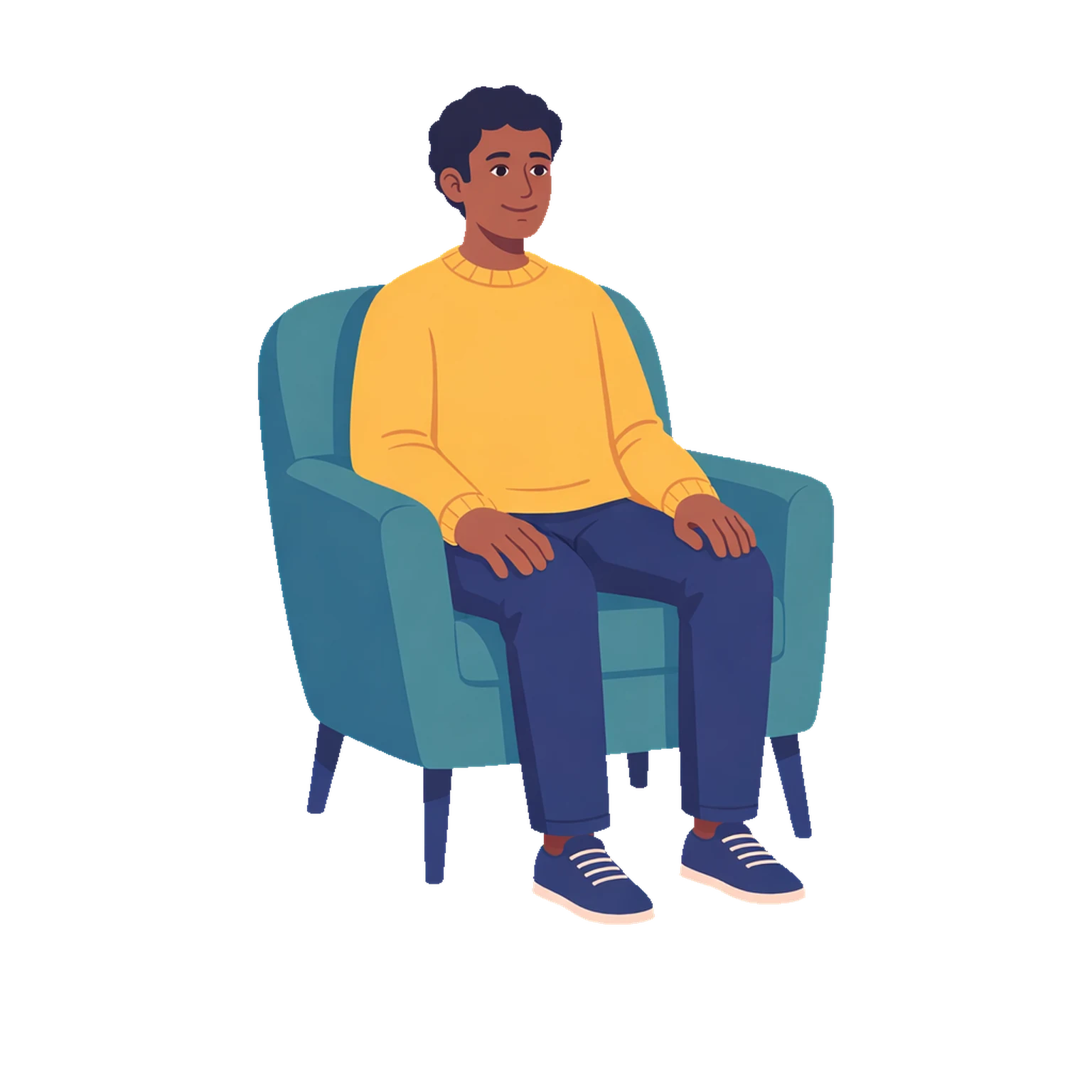 Person seated comfortably and bringing attention to the present moment